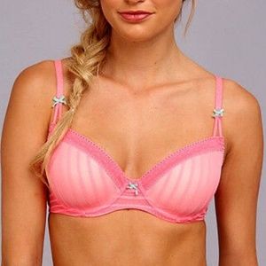 EUC Betsey Johnson Intimates Stocking Stripe Lightly Lined Push Up Bra Size 32DD